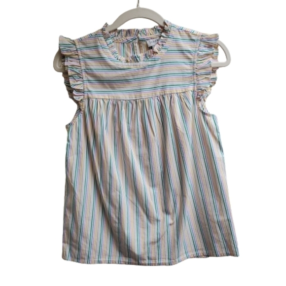 J. Crew Re-imagined Ruffle neck/sleeve Top 2 - Picture 1 of 5